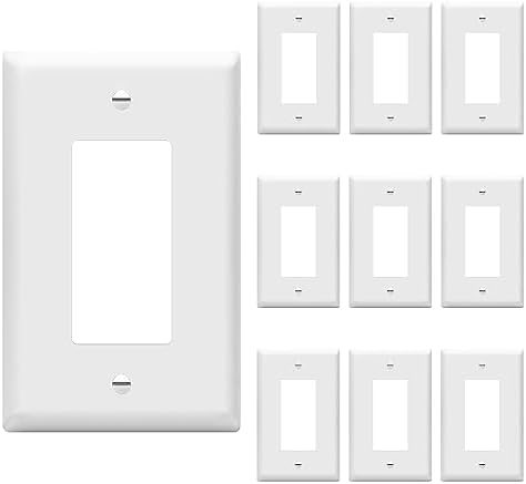 ENERLITES 1-Gang White Mid-Size Decorator Switch Outlet Wall Plate, 10 Pack