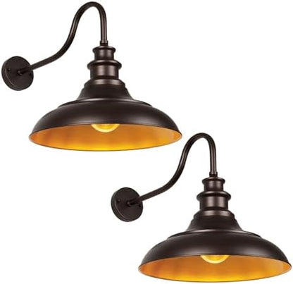Exterior Farmhouse Gooseneck Barn Light, 16 Inch Vintage Outside Garage Light Fixtures, 2PCS Anti-Rust Waterproof Outdoor Light for Patio Frontdoor Entryway Doorway