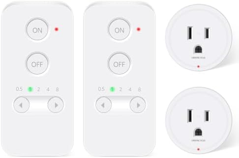 Greencycle Remote Control Outlet Plug with Mini Timer Switch 2 Kits