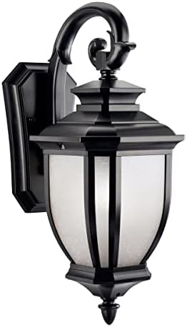 Kichler Salisbury 19.5" 1 Light Outdoor Wall Light with White Linen Glass in Black