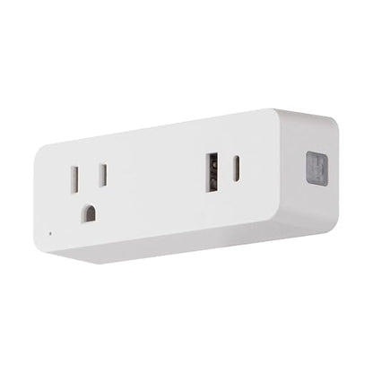 SmartHub 15A 1800W Non-Dimmable Single Outlet with USB-C and USB-A Smart Plug in White Works with iOS or Android APP