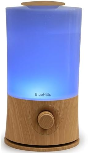 BlueHills Premium 2000 ML XL Large Essential Oil Diffuser Aromatherapy Humidifier for Large Room Home 40 Hour Run Huge Coverage Area 2 Liter Extra Large Capacity Huge Diffuser Wood Grain E005