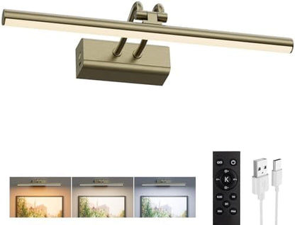 Picture Light for Wall, Antique Brass, 13.8", RF Remote Control