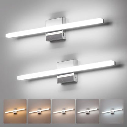 Combuh Vanity Light Fixtures for Mirror, Modern Bathroom Wall Sconce Chrome