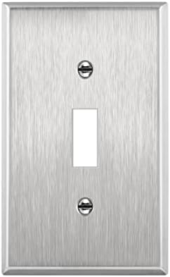 ENERLITES Toggle Light Switch Stainless Steel Wall Plate, Metal Plate Corrosive Resistant Cover for Rotary Dimmers Lights, Size 1-Gang 4.50"x 2.76", 7711, 430 Stainless Steel, UL Listed, Silver