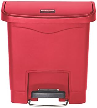 Rubbermaid Commercial Products Streamline Slim Step-On Plastic Trash Can, 4 Gallon, Red, Hands-Free Garbage Can for Medical Waste in Hospitals/Lab/Emergency/Patient Rooms