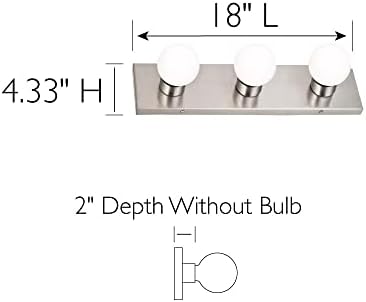 Design House 519280 Contemporary 3-Light Indoor Vanity Light Dimmable for Bathroom Bedroom Vanity Makeup, Satin Nickel
