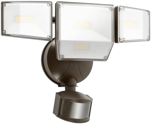 85W 10000LM Motion Sensor Outdoor Lights, 4-Head Super Bright LED Security Light, 5000K Daylight, IP65 Waterproof Hardwired Motion Detector Flood Lights Outdoor for Garage, Yard (Brown)