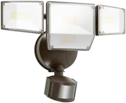 85W 10000LM Motion Sensor Outdoor Lights, 4-Head Super Bright LED Security Light, 5000K Daylight, IP65 Waterproof Hardwired Motion Detector Flood Lights Outdoor for Garage, Yard (Brown)