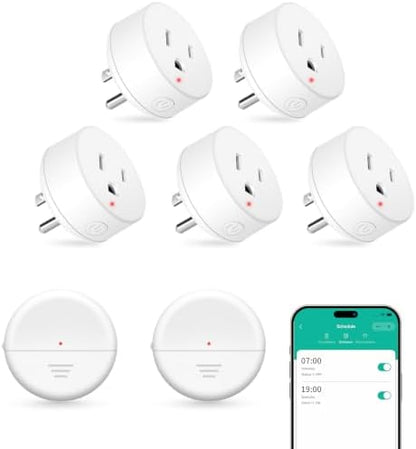 NineLeaf Wireless 260FT Motion Sensor WiFi Outlet Remote Smart Switch | App Control, Adjustable Sensing Mode, WiFi Auto Control Lights Fan Appliances, No Wiring,Garage,2Sensors 5Plugs
