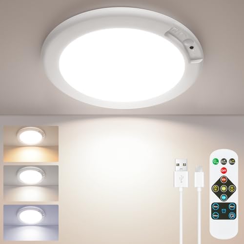 SunRider 4-Pack Rechargeable Motion Sensor LED Ceiling Lights with Remote