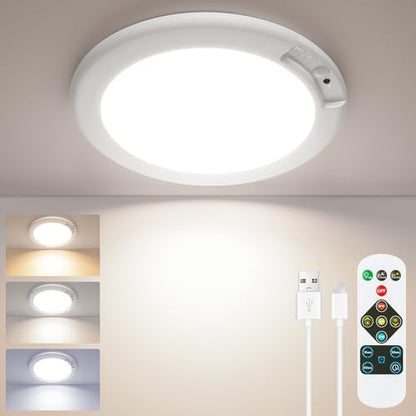 SunRider 4-Pack Rechargeable Motion Sensor LED Ceiling Lights with Remote