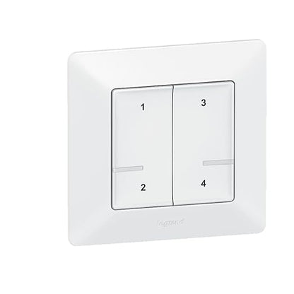 LEGRAND, Valena Life with Netatmo 752168 Scene Switch with 4 Buttons, Radio Control, Local Control or via App or Voice Assistant (Alexa, Siri, ..), LED Battery Indicator, Includes Battery