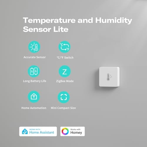 THIRDREALITY Zigbee Temperature and Humidity Sensor Lite,Smart Thermometer and Hygrometer, Hub Required,Compatible with Echo Devices with Zigbee Hub Built-in,Home Assistant,SmartThings,Homey,Hubitat