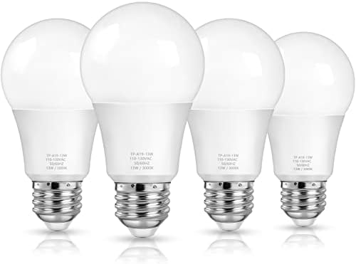 MAXvolador A19 LED Light Bulbs, 100 Watt Equivalent, Soft White 3000K, 1500 Lumens, E26 Base, Non-Dimmable, 13W Bright LED Bulbs, 4-Pack