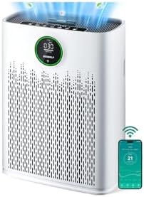 ECOSELF Smart Air Purifier for Home Large Rooms, with WiFi Control, Covers Up to 2400 Ft², Smart Mode, AQI Display, 22dB Sleep Mode with 2X-Power Filtration, HAP603WF, White