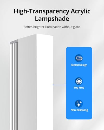 Combuh Dimmable Vanity Light Bar, 9W Over Mirror Lighting Fixture Wall Sconce Indoor, IP44 Modern Cool White 6000K Chrome Lamp Bathroom,16Inch