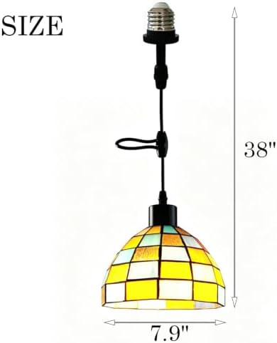 Screw-in Pendant Light Tiffany Style Stained Glass Hanging Lights,Recessed Light Conversion Kit with E26 Screw in Adapter for Dining Room,Bedroom& Kitchen Island Lighting (Tiffany)