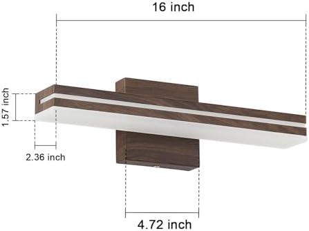 SineRise 16-Inch LED Modern Bathroom Vanity Light Bar, Brown Modern Acrylic Bathroom Wall Lighting Fixtures Over Mirror (Cool White 6000K)
