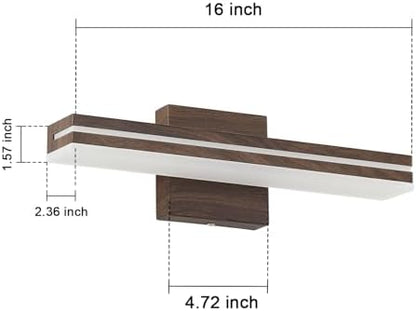 SineRise 16-Inch LED Modern Bathroom Vanity Light Bar, Brown Modern Acrylic Bathroom Wall Lighting Fixtures Over Mirror (Cool White 6000K)