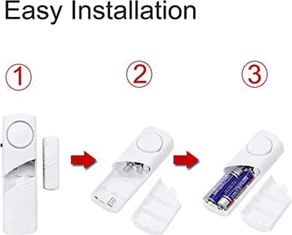 4 Pack Door Window Alarm,Magnetic Burglar Alert Sensor, Loud Door Alarms for Safety, DIY for Home Security, Office Protection,Swimming Pool Door Alarm