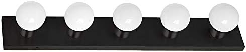 Design House Vanity Lights, 5 Linear Lights, Dimmable, Horizontal or Vertical Use, Uses (5) 60W Bulbs, for Bathroom/Makeup Vanity, Matte Black, 30.0 in. W x 2.0 in. H x 4.3 in. D, 588582-BLK
