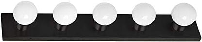 Design House Vanity Lights, 5 Linear Lights, Dimmable, Horizontal or Vertical Use, Uses (5) 60W Bulbs, for Bathroom/Makeup Vanity, Matte Black, 30.0 in. W x 2.0 in. H x 4.3 in. D, 588582-BLK