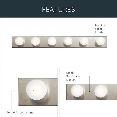 Kichler 6-Light Bathroom Vanity Light, Brushed Nickel