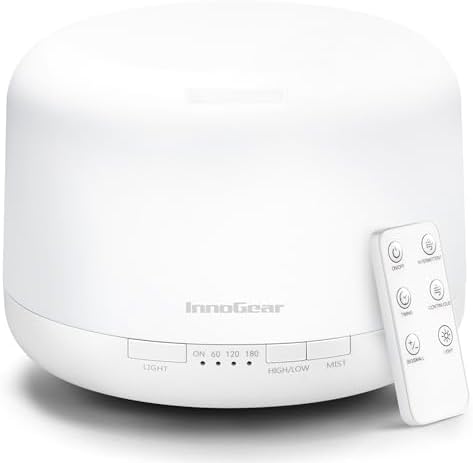InnoGear 500ml Essential Oil Diffuser for Home Cool Mist Humidifier A White