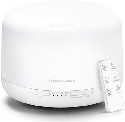 InnoGear 500ml Essential Oil Diffuser for Home Cool Mist Humidifier A White