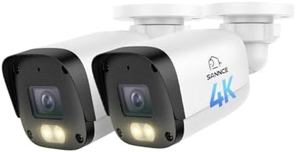 SANNCE 4K 8MP Full Color Night Vision PoE Bullet Security Camera(2 Pack)