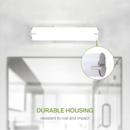 ASD LED 18" Vanity Wall Mount Light Fixture, Linear Bathroom Lighting Bar | 3CCT, Dimmable, Energy Star, ETL Listed | 20W 1500LM 3000-5000K 120V | Long Tube Bath Sconce Over Mirror | Nickel