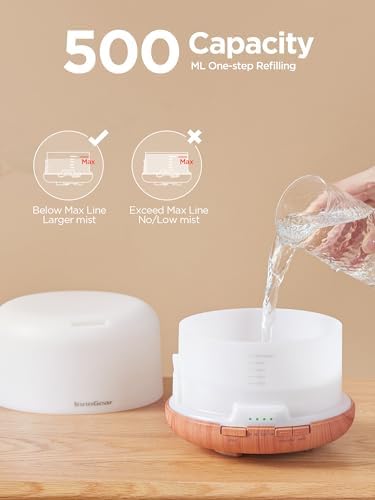 InnoGear 500ml Essential Oil Diffuser for Home Cool Mist Humidifier, Yellow