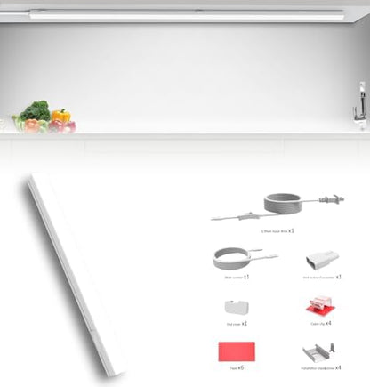 Leetdud Under Cabinet Lighting Plug in, 32 Inch 1 Pc, Linkable AC120V 3CCT 3000K/4000K/5000K Ultra Slim, LED Under Cabinet Lights for Counter Light, Kitchen, Shelf, Sink, Workshop, Desk, White
