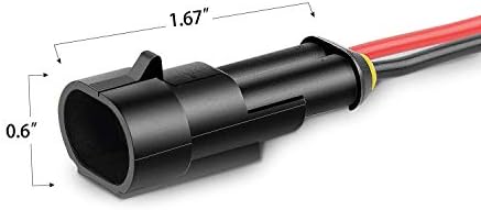 Nilight - 50020R 2Pin Way 16AWG Waterproof Wire 1.5mm Series Terminal Connector-10 Pack,2 Years Warranty