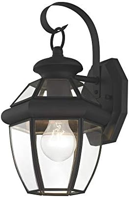 Livex Lighting 2051-04 Monterey 1 Light Outdoor Black Finish Solid Brass Wall Lantern with Clear Beveled Glass