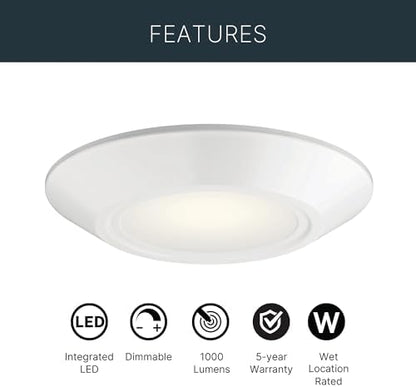 Kichler Horizon III 6.4" LED Flush Mount Light, White