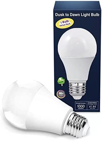 Torkase Outdoor Dusk to Dawn Light Bulbs- No Timer Required, 12W(100W Equivalent), 6000K Cool White, E26 A19 Automatic Sensor LED Bulbs, Built-in Photocell Detector for Boundary, Garage, Patio