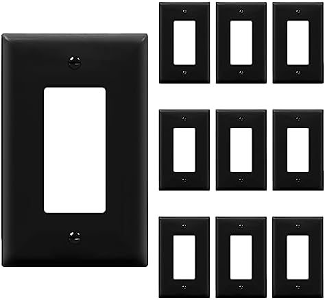 ENERLITES 1-Gang Black Mid-Size Decorator Switch Outlet Wall Plate, 10 Pack