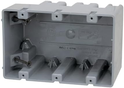 Southwire Electrical Box for Light Fixture, 42lb Support, Depth Adjustable, Three Gang, Gray, MSB3G