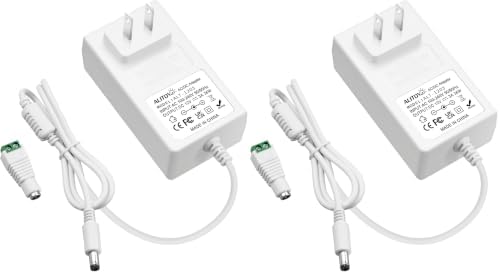 ALITOVE 12V Power Supply White 3A 36W AC Adapter 100-240V 50-60Hz to DC 12 Volt Power Cord 2A 1.5A 1A 5.5mmx2.5mm 2.1mm for LED Strip Light Lamp Digital Picture Frame Monitor Camera Router (Pack of 2)