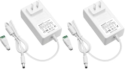 ALITOVE 12V Power Supply White 3A 36W AC Adapter 100-240V 50-60Hz to DC 12 Volt Power Cord 2A 1.5A 1A 5.5mmx2.5mm 2.1mm for LED Strip Light Lamp Digital Picture Frame Monitor Camera Router (Pack of 2)