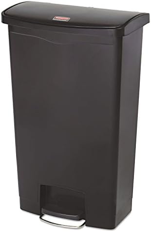 Rubbermaid Commercial Products Streamline Slim Step-On Plastic Trash Garbage Can, 18 Gallon, Black, Wastebasket for Home/Kitchen/Hospital/Healthcare Facility