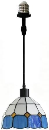 Screw-in Pendant Light Tiffany Style Stained Glass Hanging Lights,Recessed Light Conversion Kit with E26 Screw in Adapter for Dining Room,Bedroom,Living Room & Kitchen Island Lighting