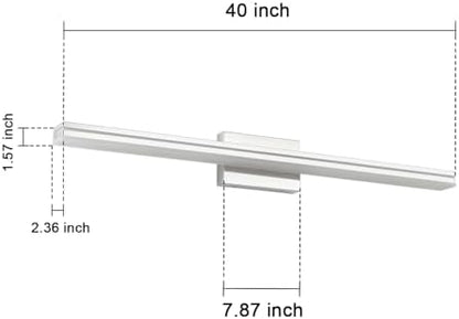 SineRise 40-Inch LED Modern Bathroom Vanity Light Bar, Chrome Modern Acrylic Bathroom Wall Lighting Fixtures Over Mirror (Cool White 6000K)