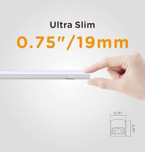 Under Cabinet Lighting Plug in AC120V 3CCT 3000/4000/5000K,Super Bright,Linkable Under Counter Lights for Kitchen,Ultra Slim LED Cabinet Light for Closet,Shelf,Sink,ETL Listed(12inch,White,4Pack)