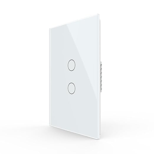 LIVOLO Modern Electrical Light Switch Tempered Glass Panel Single Pole Wall Touch Light Switch with Led Indicator,No Neutral Wire,2 Circles 1 Way (White) | Tempered Glass Switch with Led Indicator,No Neutral Wire Required,Touch control,LED indicator, s...