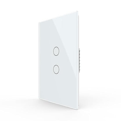 LIVOLO Modern Electrical Light Switch Tempered Glass Panel Single Pole Wall Touch Light Switch with Led Indicator,No Neutral Wire,2 Circles 1 Way (White) | Tempered Glass Switch with Led Indicator,No Neutral Wire Required,Touch control,LED indicator, s...