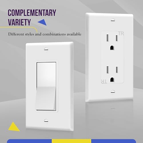 ENERLITES 1-Gang White Decorator Switch Outlet Wall Plate Cover, 10 Pack