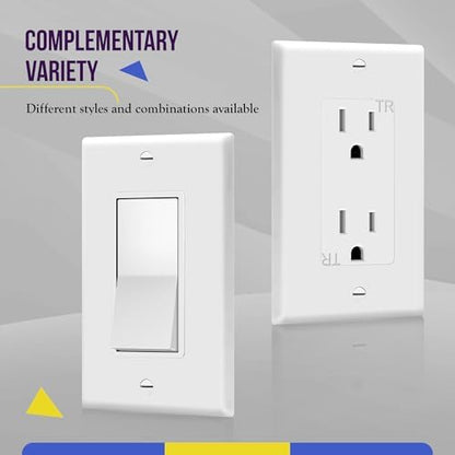 ENERLITES 1-Gang White Decorator Switch Outlet Wall Plate Cover, 10 Pack